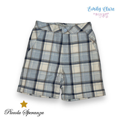 Boys Blue & White Tartan Set By Piccola Speranza