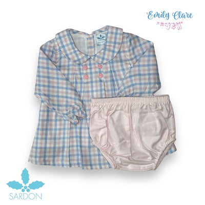 Girls Checked Top & Bloomer Set By Sardon