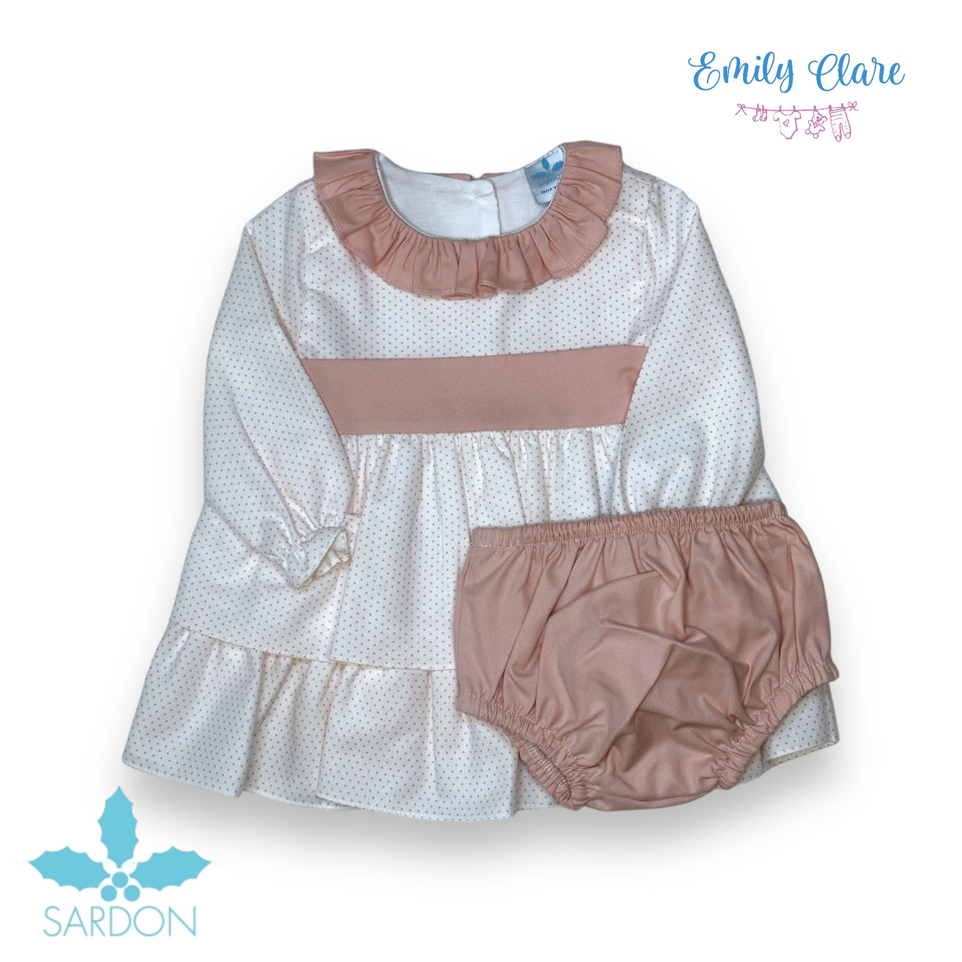 Girls Spotty Dress & Bloomers Set By Sardon