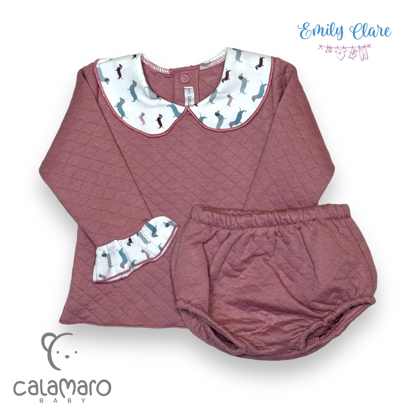 Girls Pink Sausage Dog Set By Calamaro