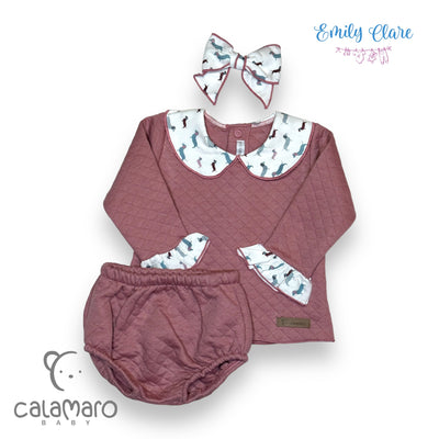 Girls Pink Sausage Dog Set By Calamaro