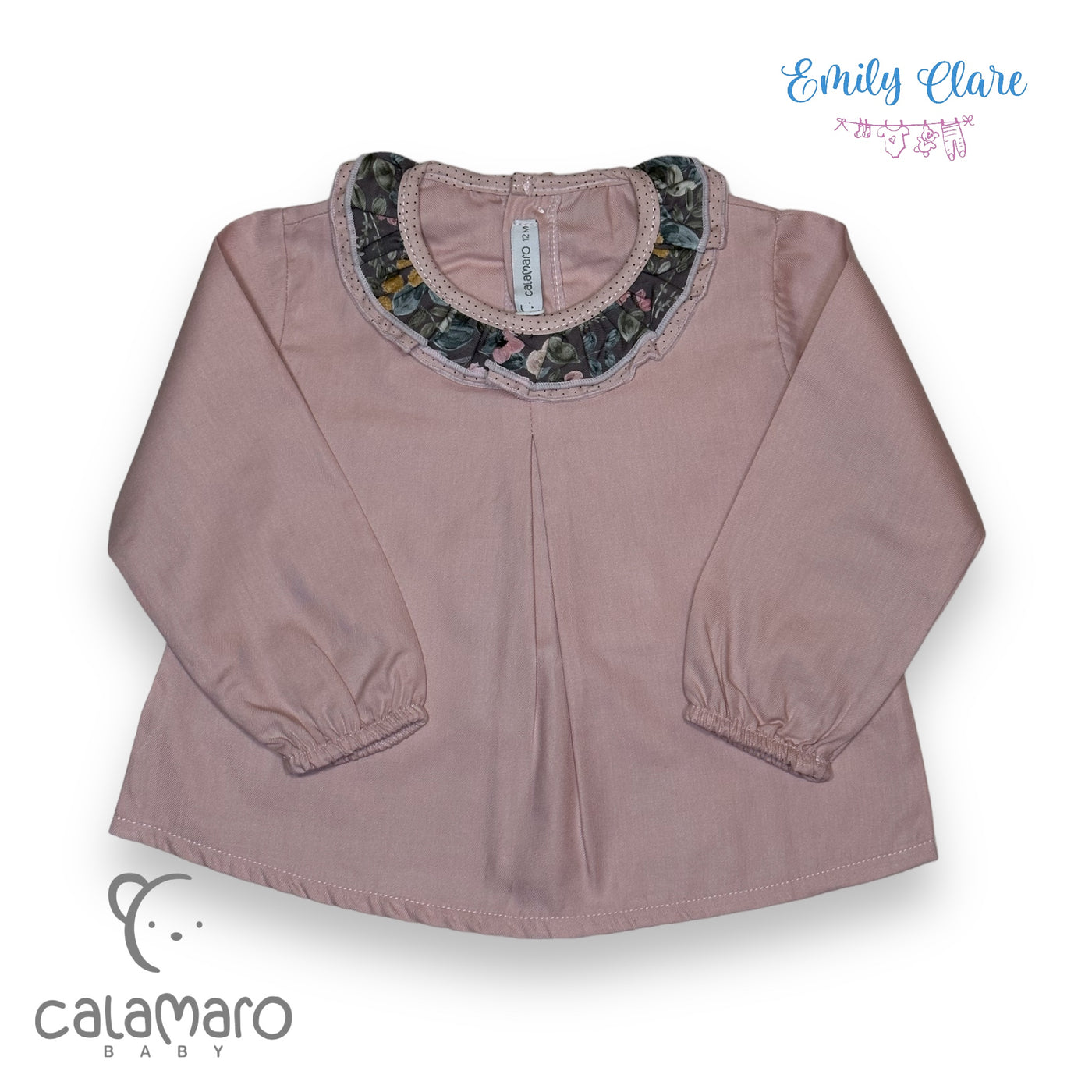 Dusky Pink Floral Blouse & Bloomers Set By Calamaro