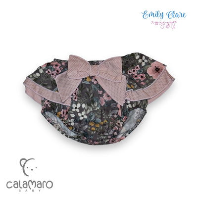 Dusky Pink Floral Blouse & Bloomers Set By Calamaro