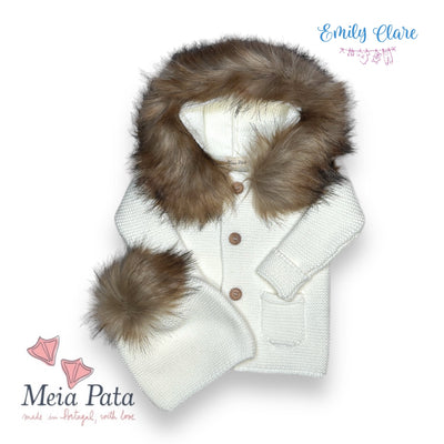 Unisex Ivory Fur Pom Pom Hat By Meia Pata