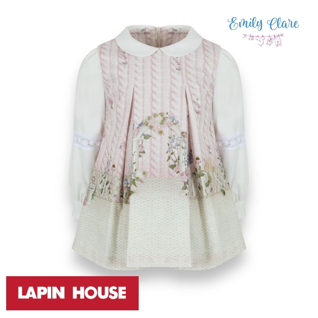 Girls Pink Cotton Embroidered Flower Dress By Lapin House