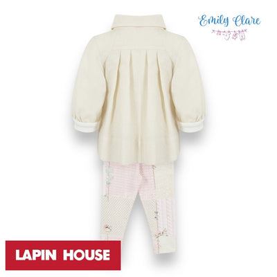 Girls Cream Floral Leggings Set By Lapin House