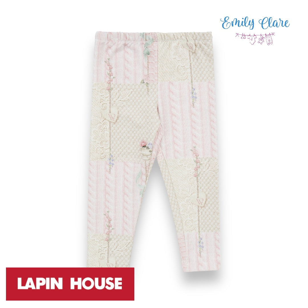 Girls Cream Floral Leggings Set By Lapin House