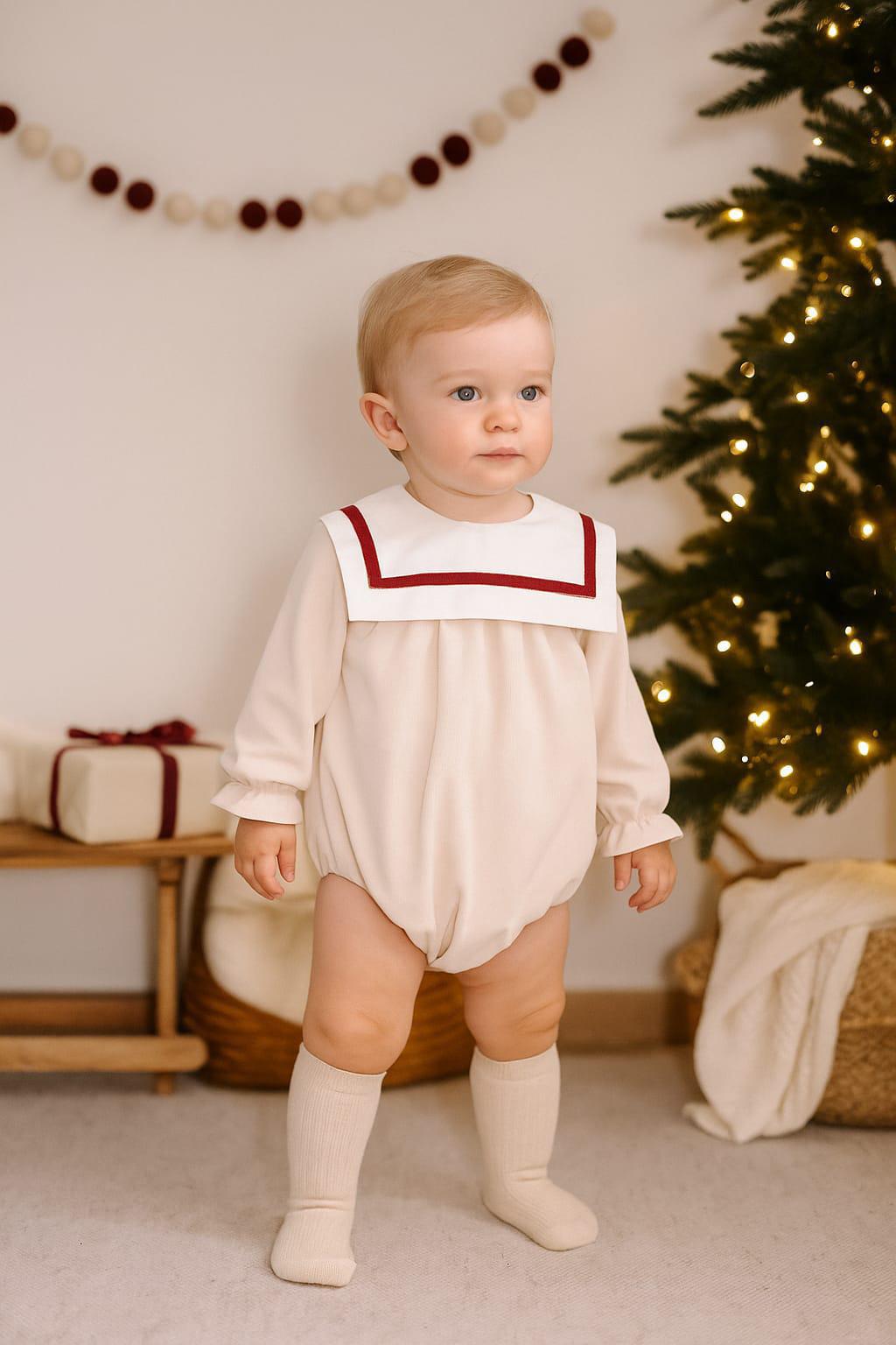 Boys Cream Romper by Puro Mimo