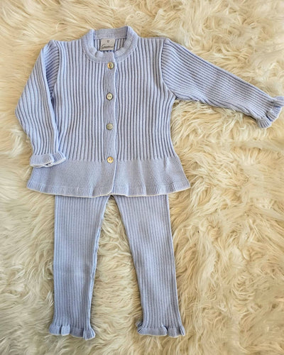 Girls Blue Knitted Jumper and Leggings Set By Granlei