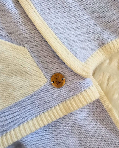 Boys Knitted Blue & Ivory Tracksuit By Granlei