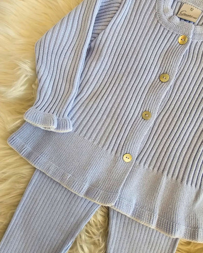 Girls Blue Knitted Jumper and Leggings Set By Granlei
