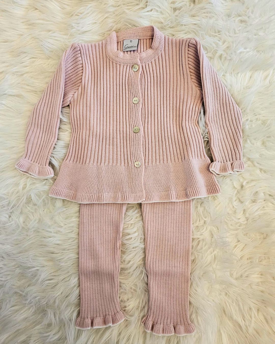 Girls Pink Knitted Jumper and Leggings Set By Granlei