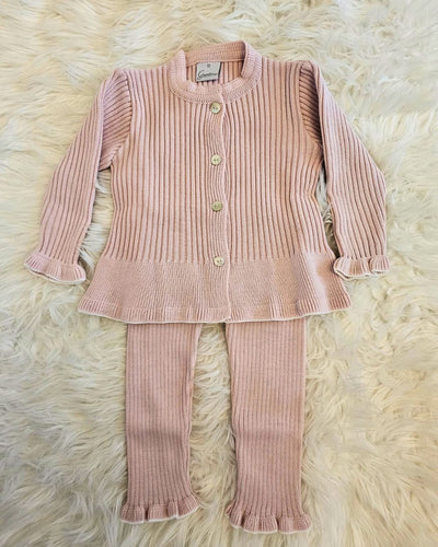 Girls Pink Knitted Jumper and Leggings Set By Granlei