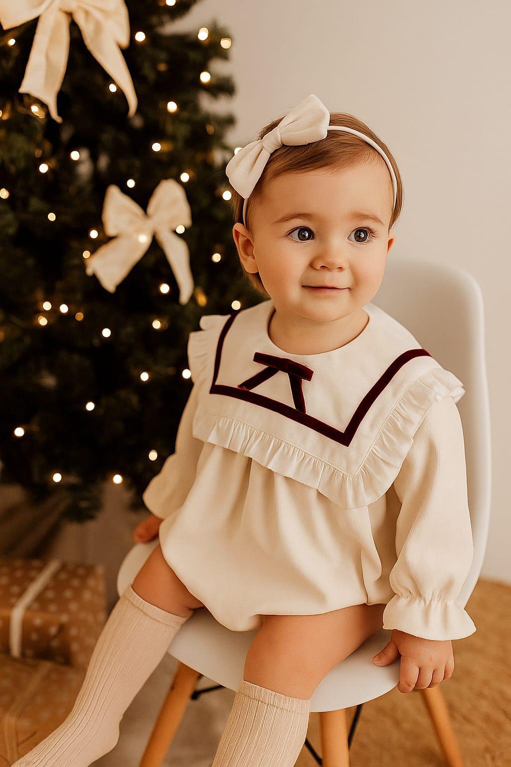 Girls Cream Romper by Puro Mimo
