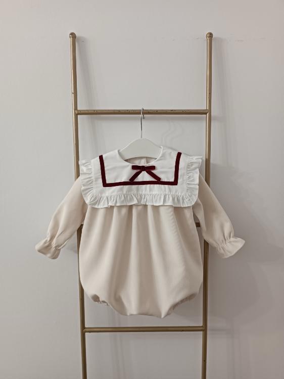 Girls Cream Romper by Puro Mimo