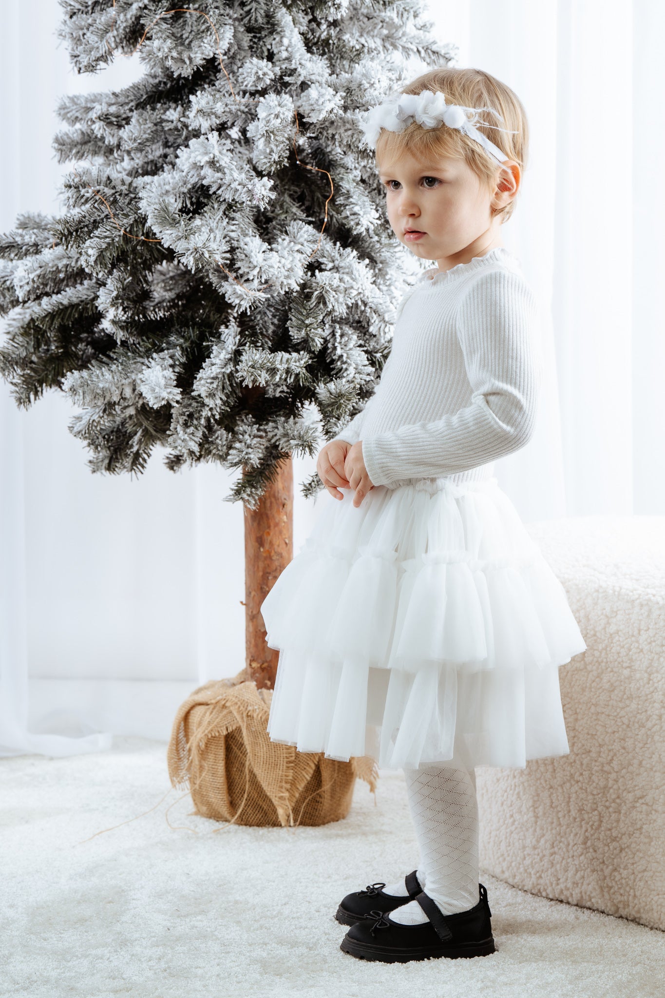 Girls White Frill Dress By Jamiks