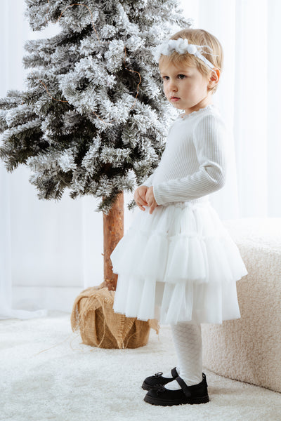 Girls White Frill Dress By Jamiks