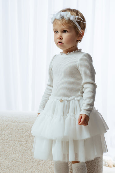 Girls White Frill Dress By Jamiks