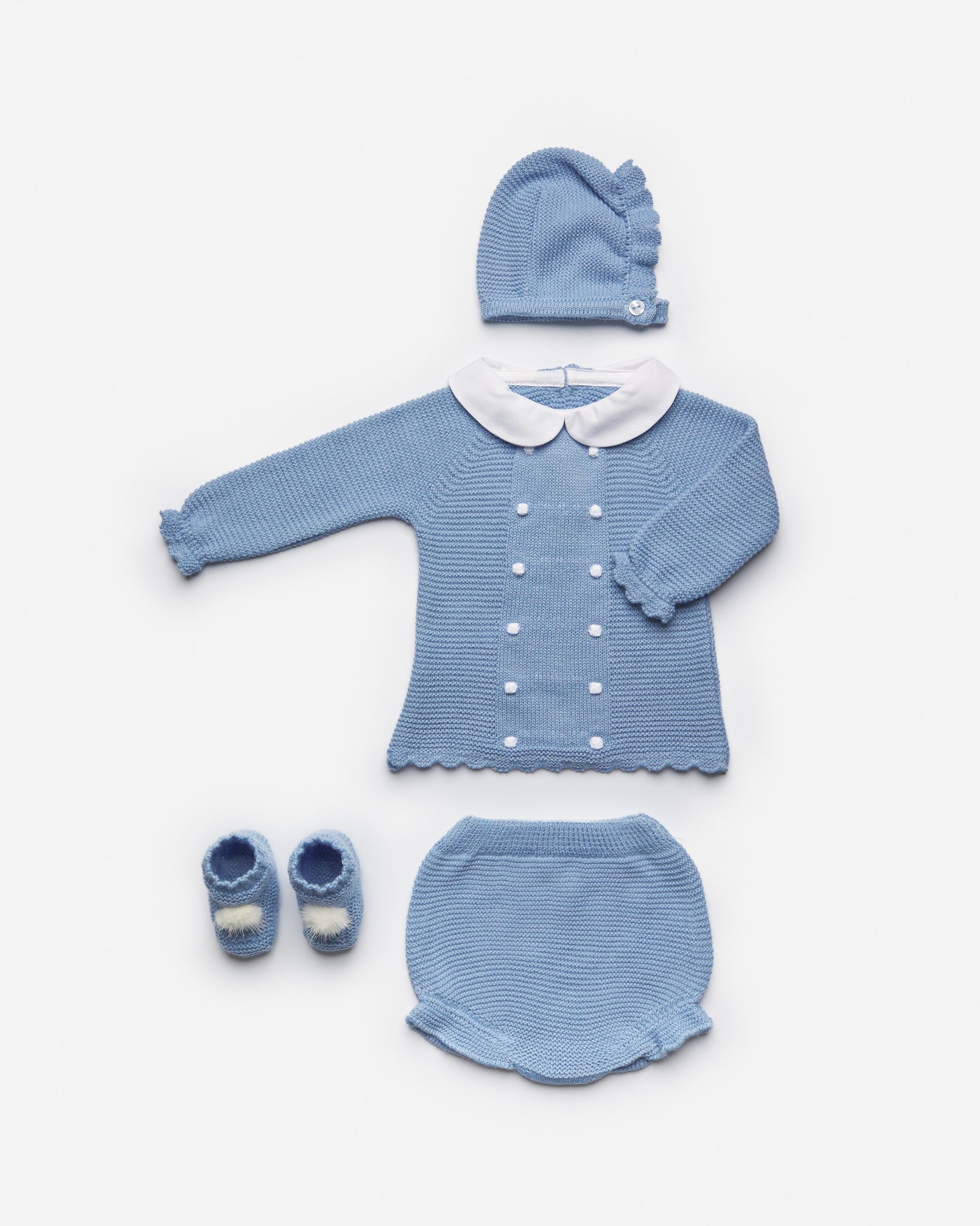 Blue Knitted 4 Piece Jam Pants Set by Juliana