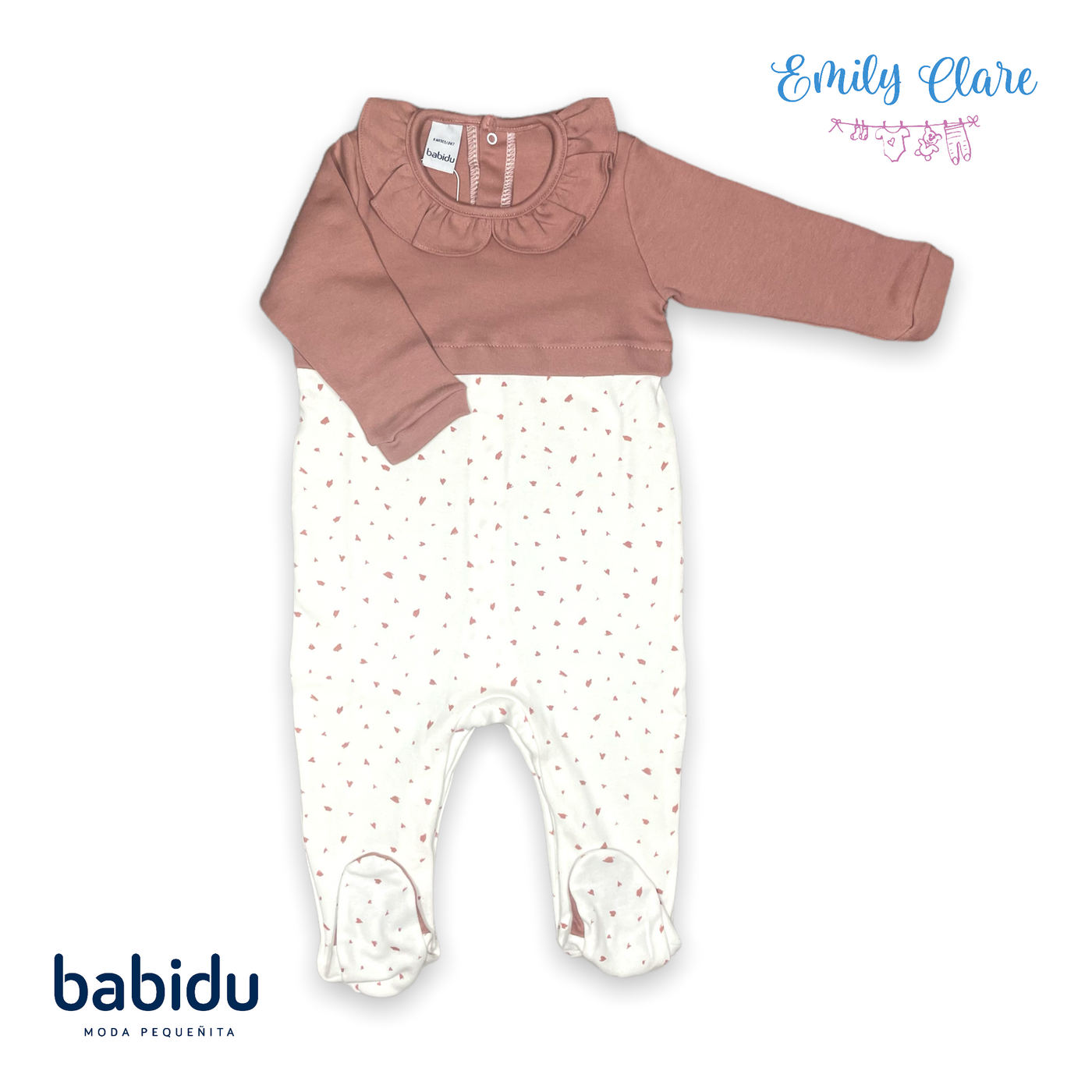 Girls Cotton Babygrow in Pink and Pink by Babidu