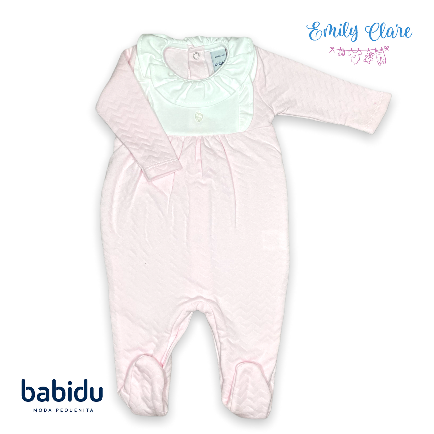 Girls Cotton Zigzag Babygrow in Pink and White by Babidu