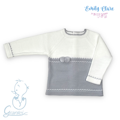 Baby White And Grey Babygrow by Graneli