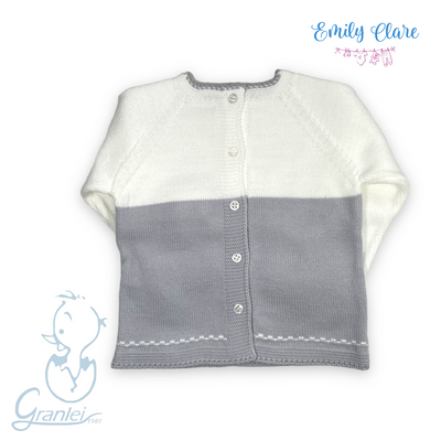 Baby White And Grey Babygrow by Graneli