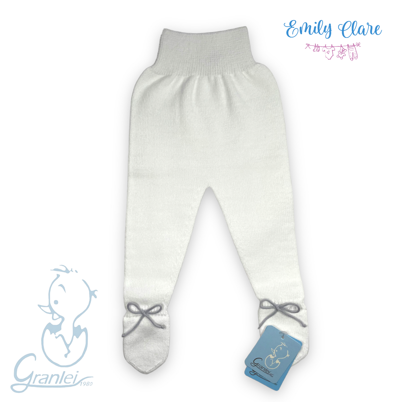 Baby White And Grey Babygrow by Graneli