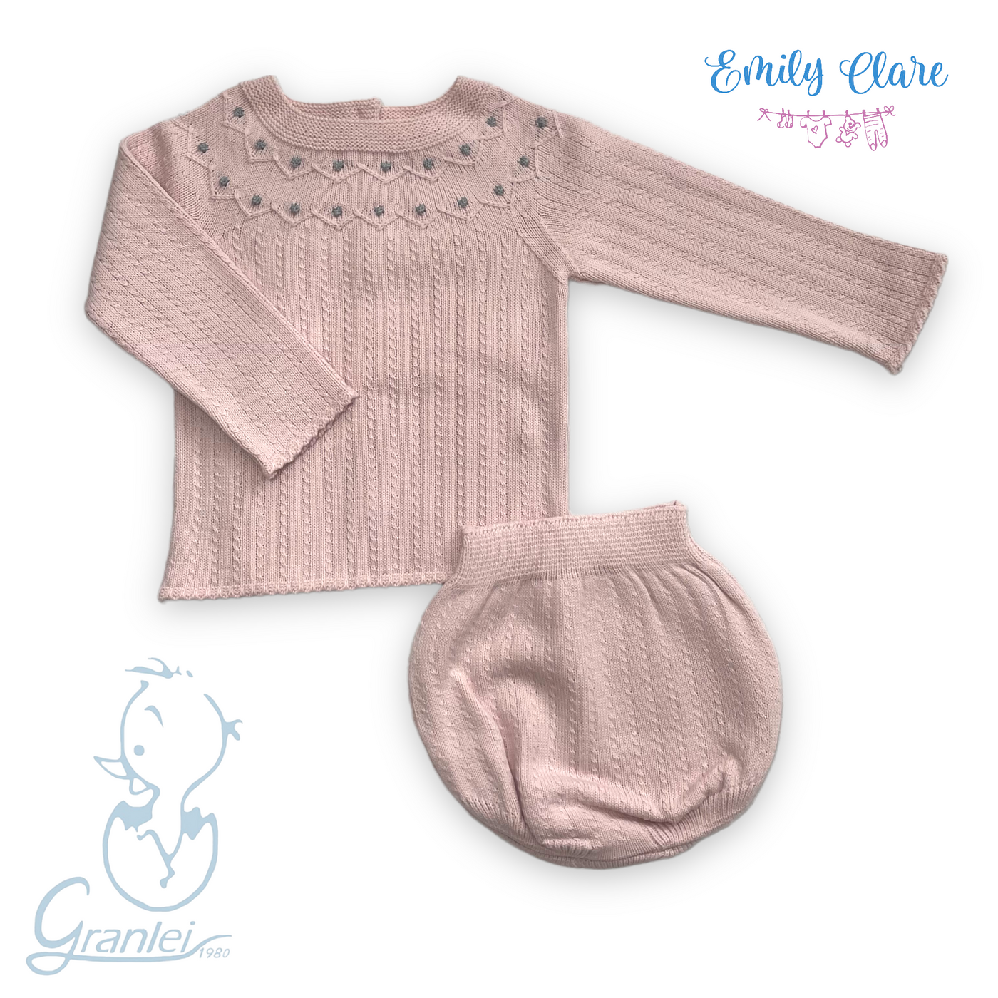 Girls Pink Knitted Two Piece by Granlei