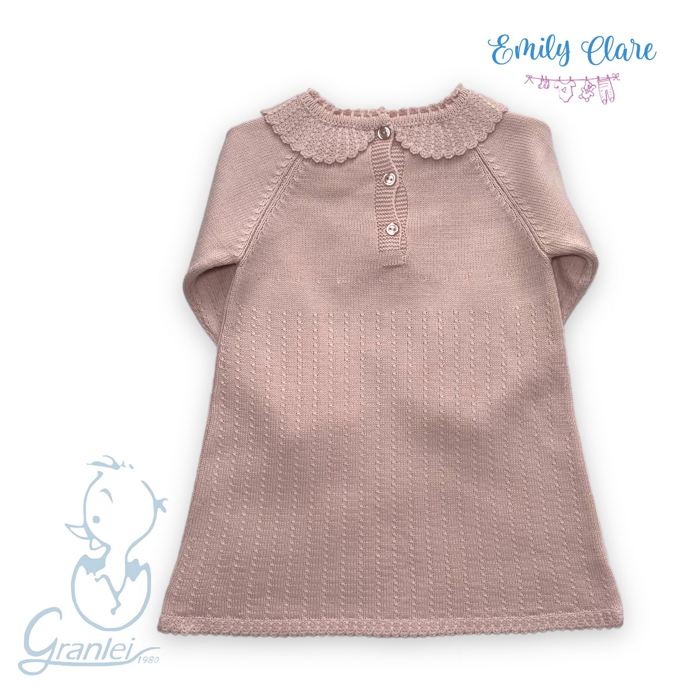 Girls Pink Knitted Dress By Granlei