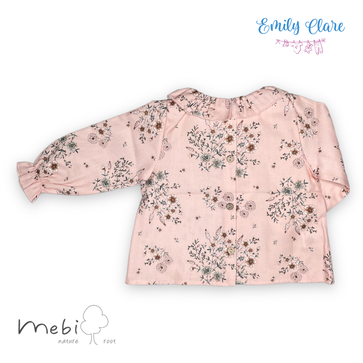 Girls Two-Piece Green Knitted and Pink Floral Shortie Set by Mebi