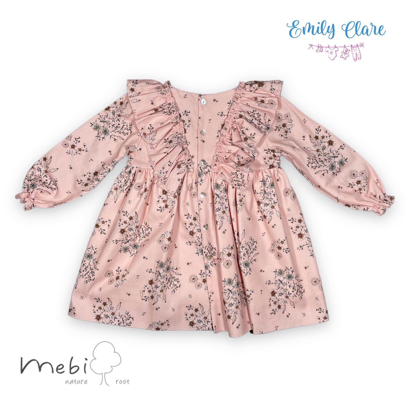 Girls Pink Floral Dress by Mebi