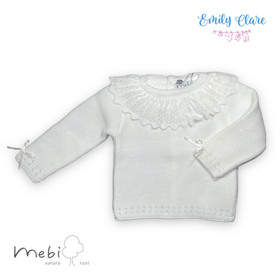 Unisex Two-Piece Knitted Babygrow in Ivory by Mebi