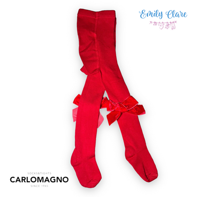 Carlomagno Knitted Tights with Velvet Bow