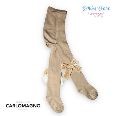 Carlomagno Knitted Tights with Velvet Bow