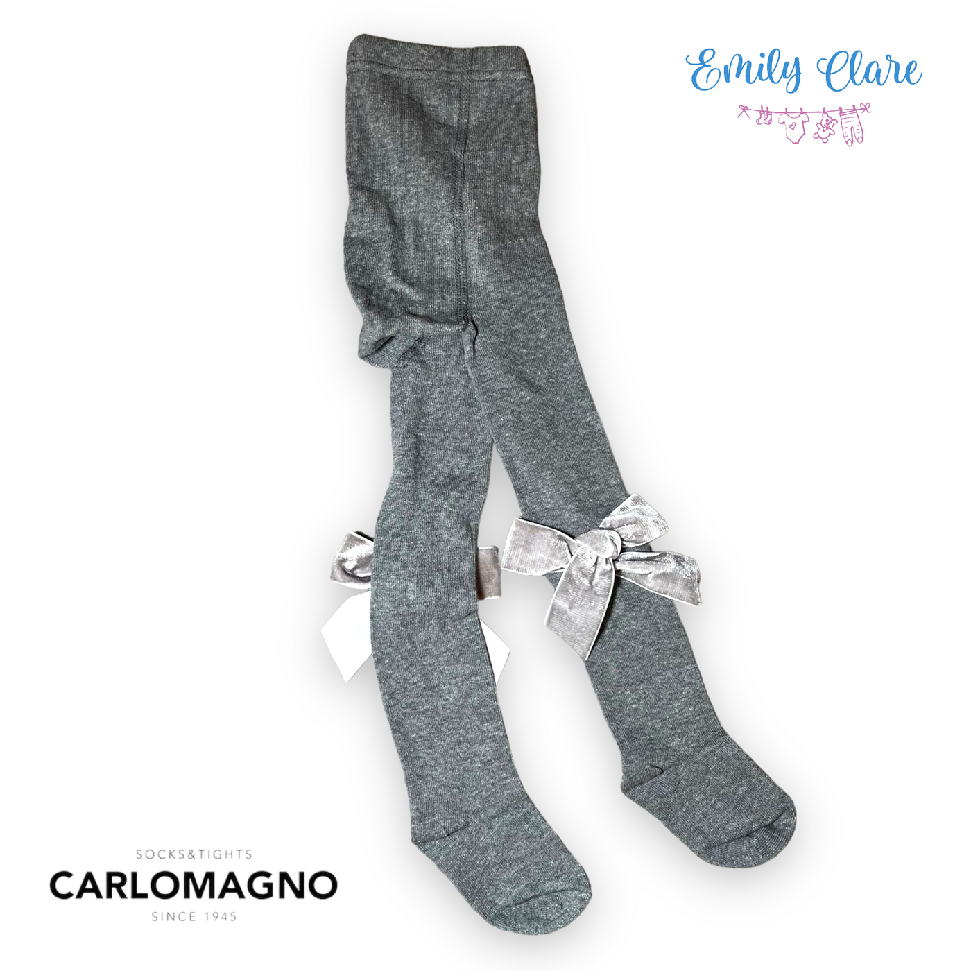 Carlomagno Knitted Tights with Velvet Bow