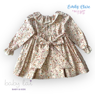 Girls Pink Floral Print Smocked Dress by Baby Lai