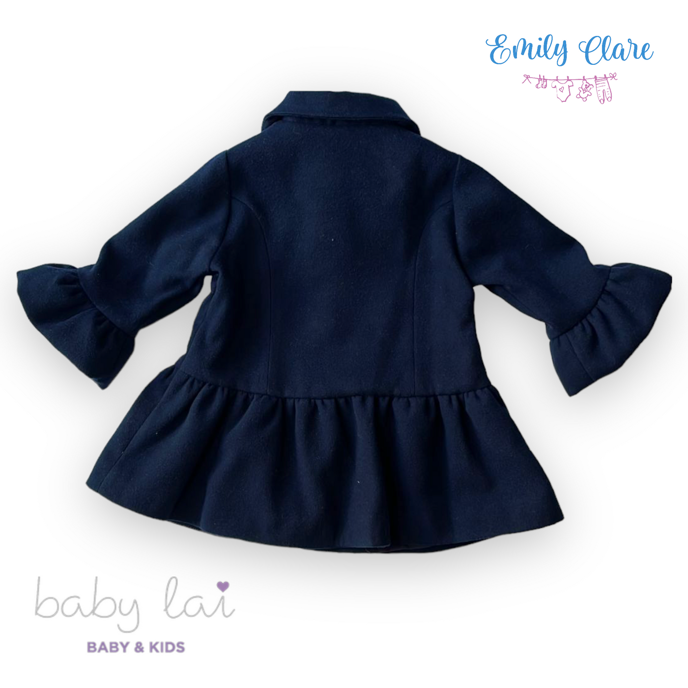 Girls Traditional Navy Blue Coat by Baby Lai