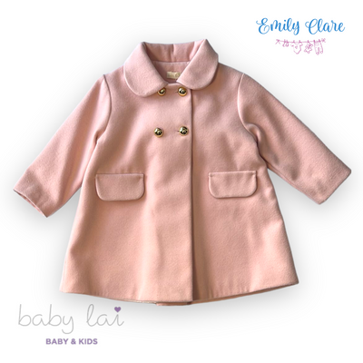 Girls Traditional Double Breasted Pink Coat by Baby Lai