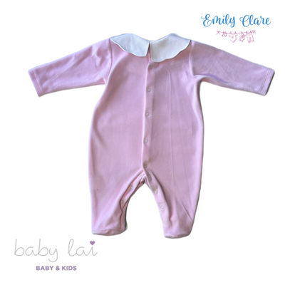 Girls Pink Velour Babygrow by Baby Lai