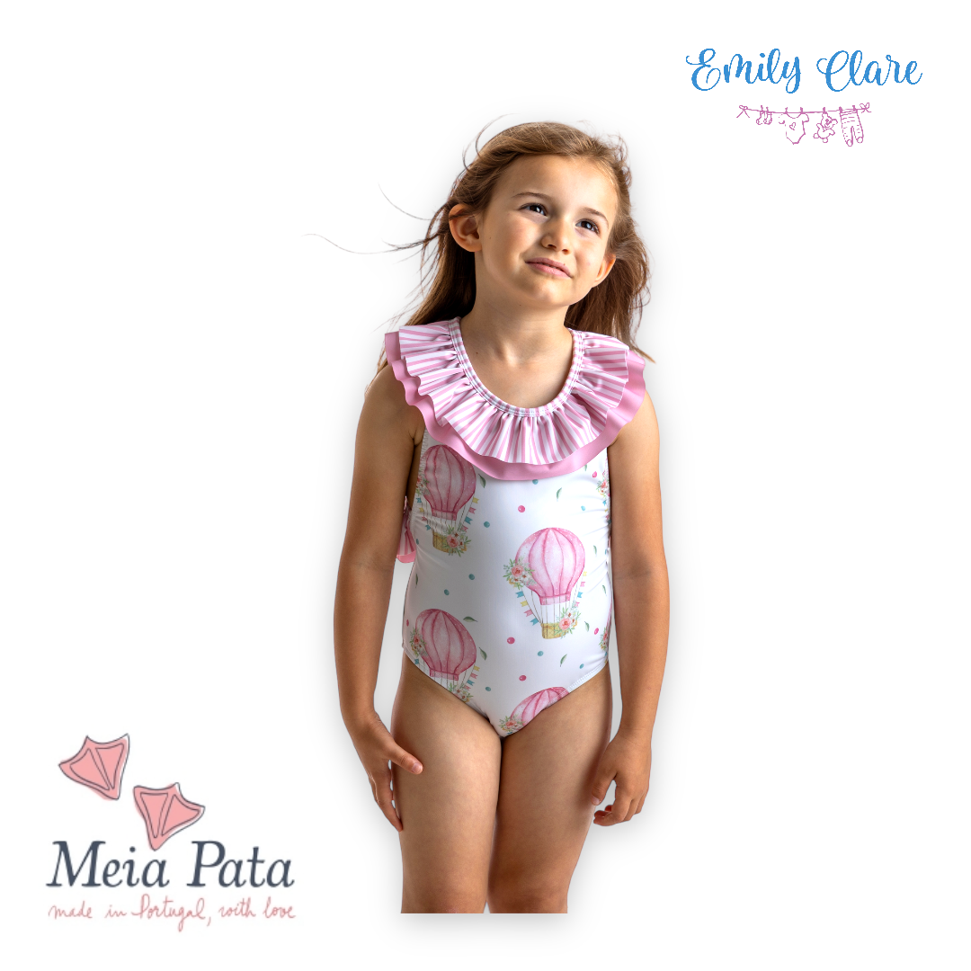 Girls Balloon Print Swimming Costume by Meia Pata