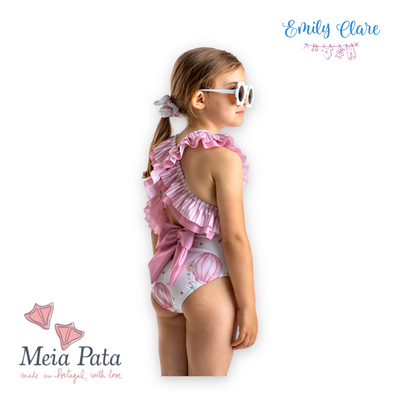 Girls Balloon Print Swimming Costume by Meia Pata