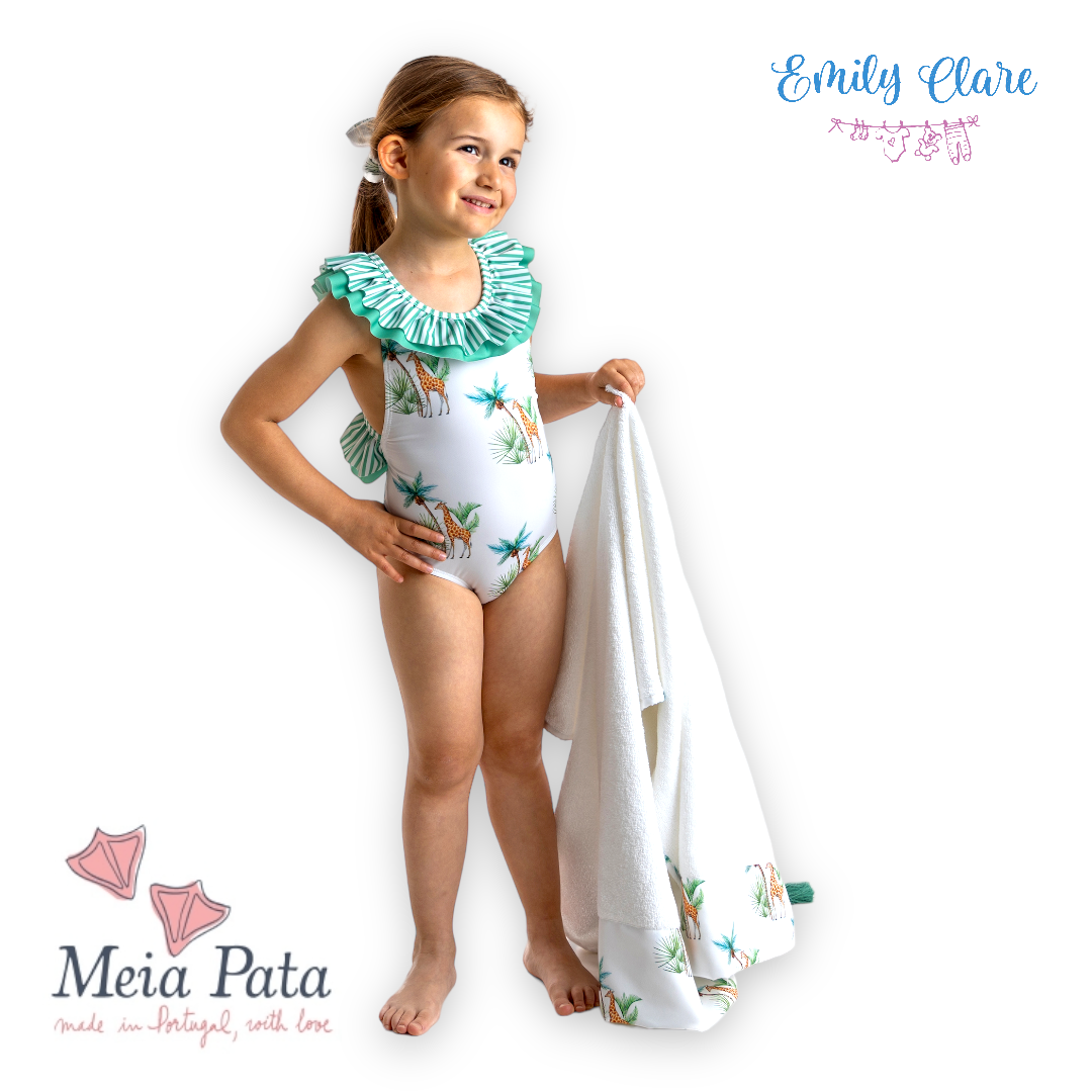 Girls Giraffe Print Swimming Costume by Meia Pata