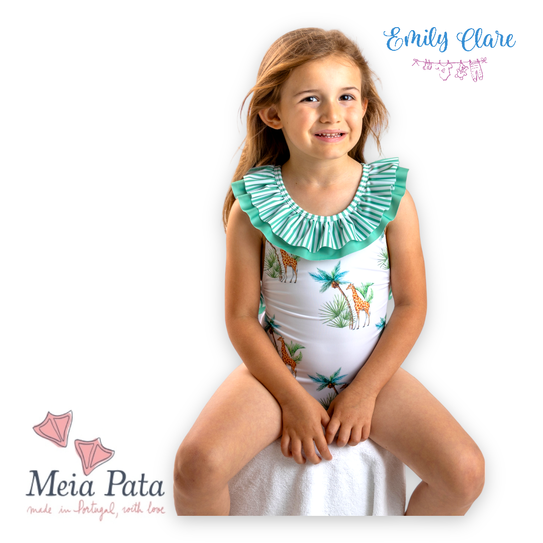 Girls Giraffe Print Swimming Costume by Meia Pata