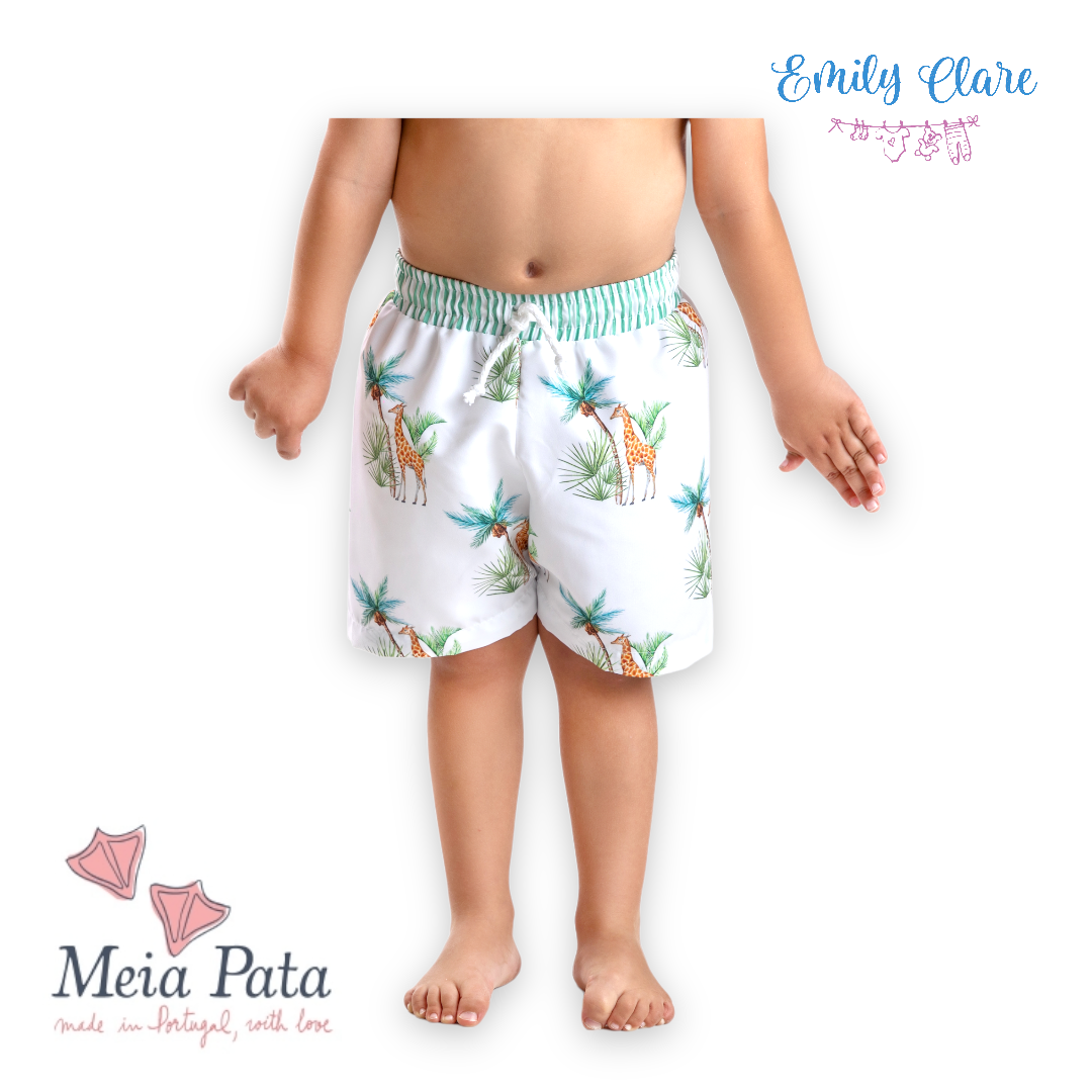 Boys Giraffe Print Swim Trunks by Meia Pata