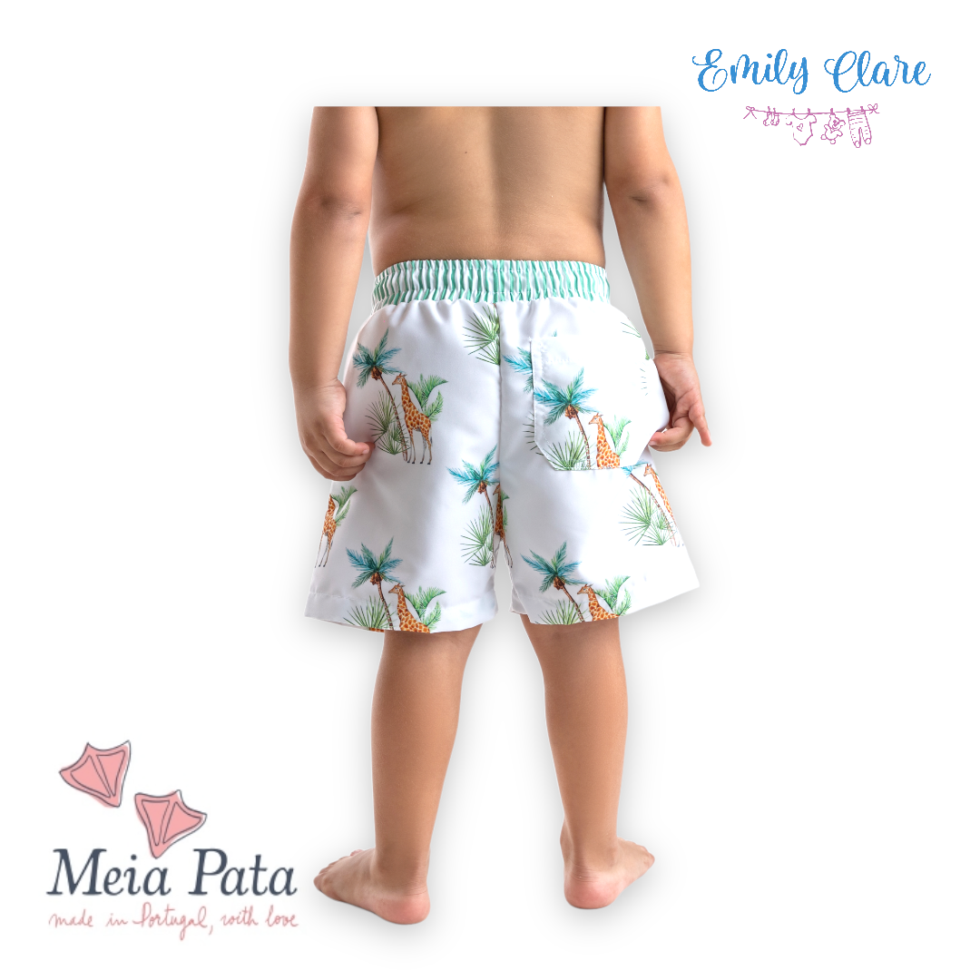 Boys Giraffe Print Swim Trunks by Meia Pata