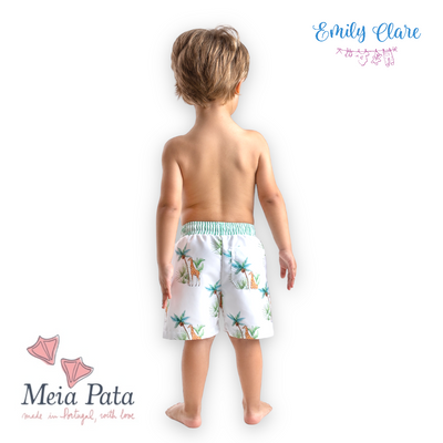 Boys Giraffe Print Swim Trunks by Meia Pata