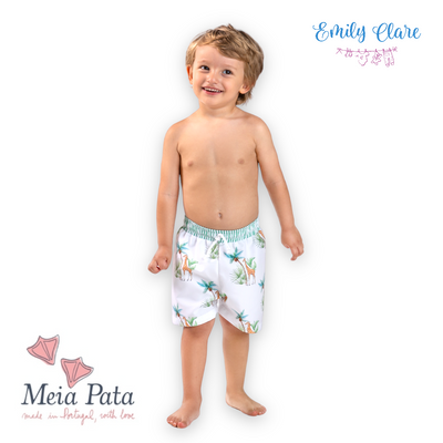 Boys Giraffe Print Swim Trunks by Meia Pata