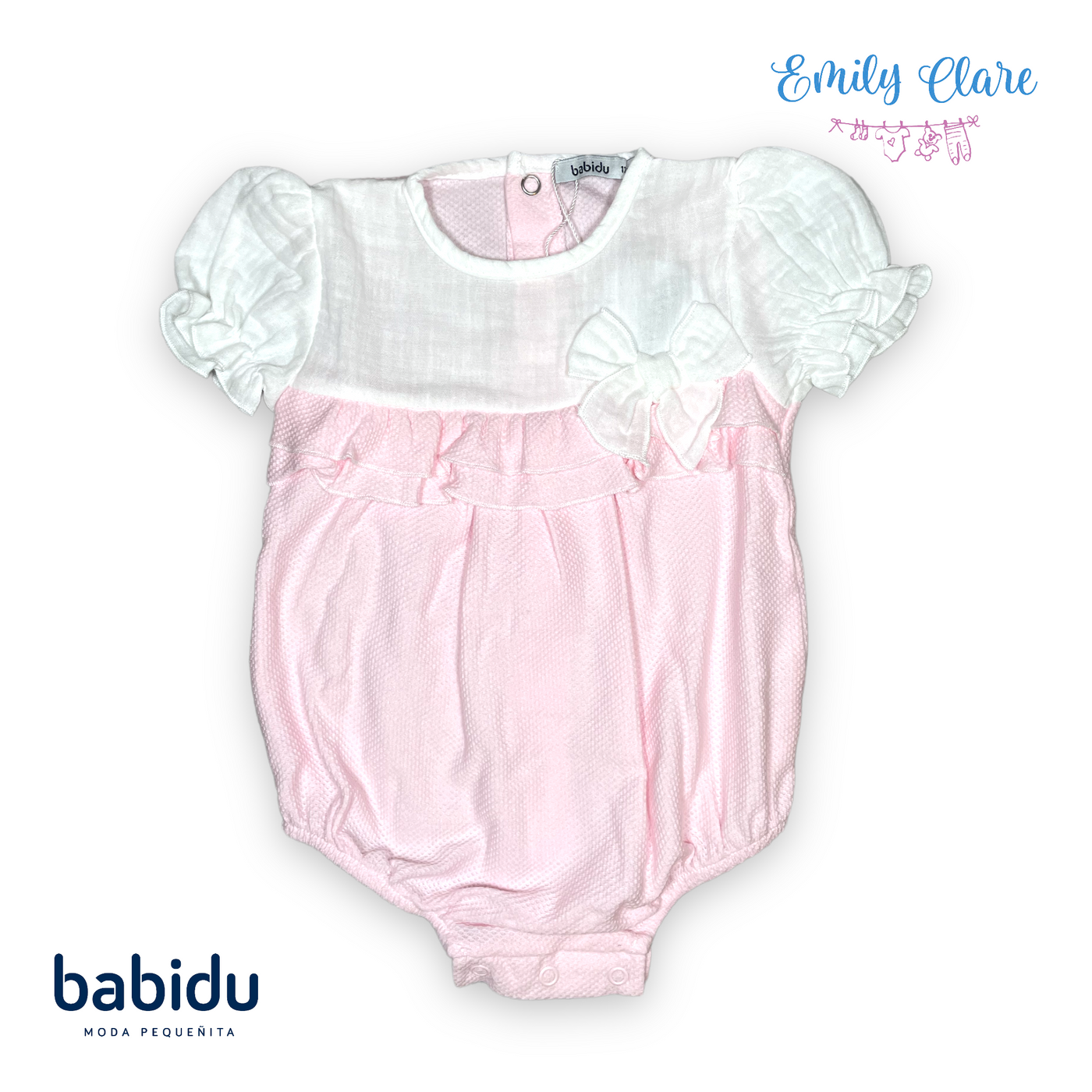 Girls Pink and White Cotton Piqué Shortie by Babidu