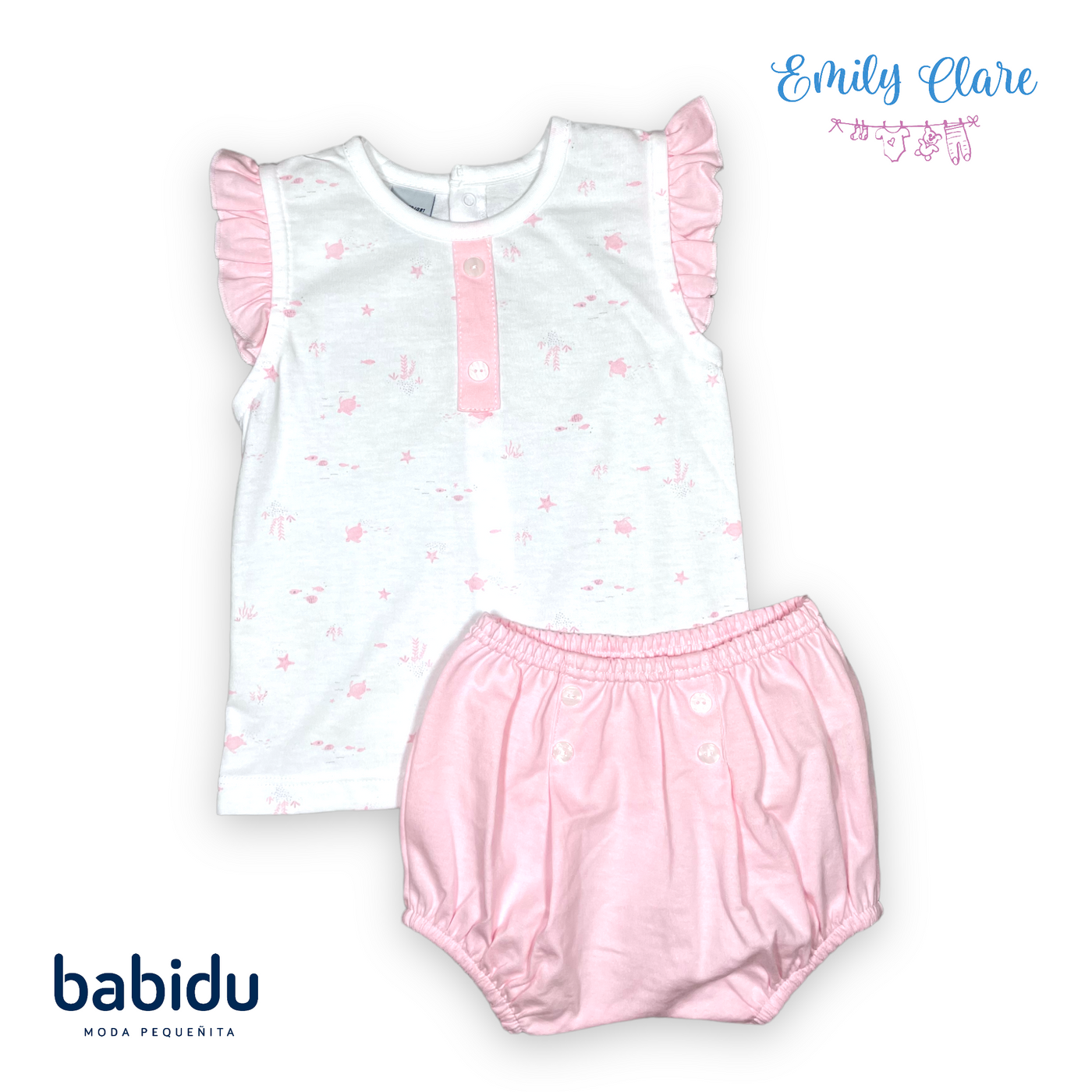 Girls Turtle Print Cotton Shortie Set by Babidu